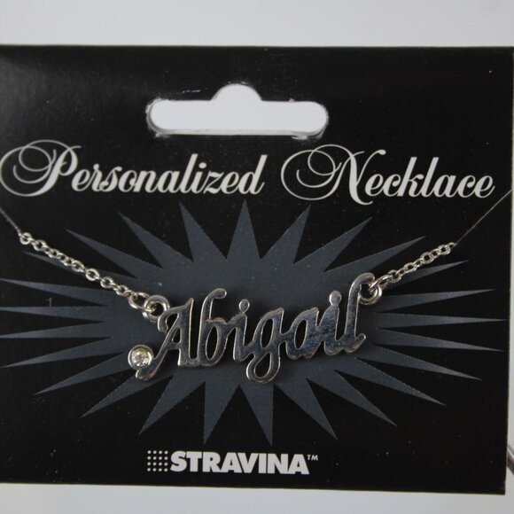 ABIGAIL Name Silvertone Rhinestone 14.5" w 4.5" Multi Ring Extender Necklace - Picture 1 of 12